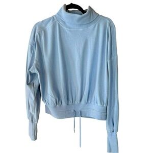 NWT Sweaty Betty Melody Luxe Fleece Pullover Sweatshirt size medium filter blue